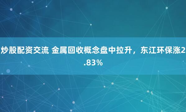 炒股配资交流 金属回收概念盘中拉升，东江环保涨2.83%