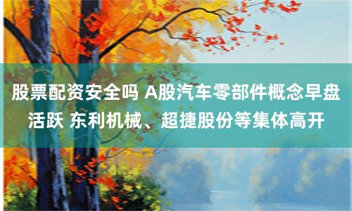 股票配资安全吗 A股汽车零部件概念早盘活跃 东利机械、超捷股份等集体高开